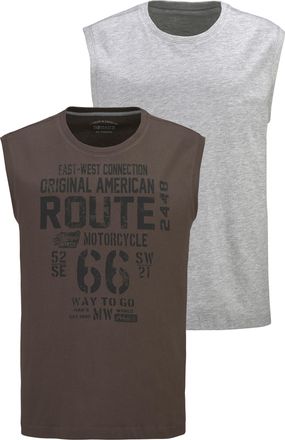 Man's World Muscleshirt 2er-Pack, ärmellos, bedruckt, Rundhalsausschnitt, aus 100% Baumwolle