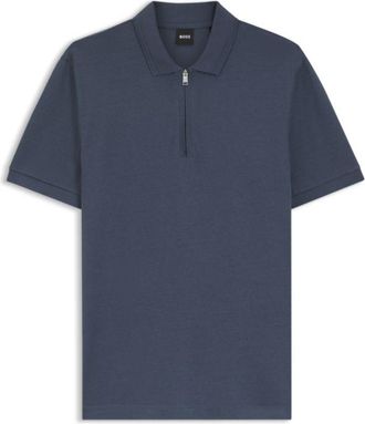BOSS Zip-placket polo shirt in a cotton blend
