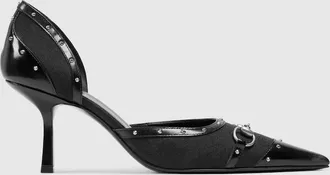 Gucci Womens Savoy Pump, Black, GG Canvas