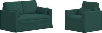 vidaXL Juego De Sof&aacute; 2 Uds. Verde Oscuro Tela Vidaxl