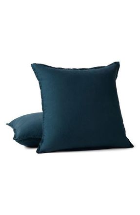 Coyuchi Relaxed Organic Linen Accent Pillow in Midnight Indigo at Nordstrom