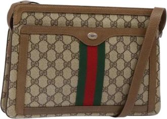 Gucci Pre-owned Canvas gucci-bags - Dames - Vintage Schoudertas - Beige - ONE Size - Leer - Vintage