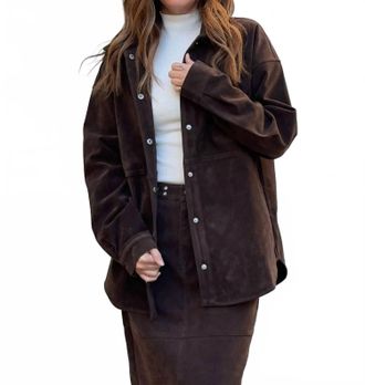 Bailey Rose Aliza Button Front Jacket In Chocolate