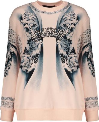Alberta Ferretti Katoenen sweatshirt met print - Dames - Sweatshirts - Roze - XL - Katoen - Hoodies & sweatvesten