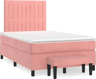 vidaXL Vidaxl - Cama Box Spring Con Colch&oacute;n Terciopelo Rosa 120x190 Cm