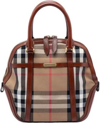 Burberry Pre-owned Bridle Orchard Canvas Handbag - Dames - Vintage Handtas - Bruin - ONE Size - Leer - Vintage
