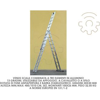 Marchetti Marchetti - Scala combinata venus in alluminio 3 elementi 13 gradini 390/920 cm. - Salone