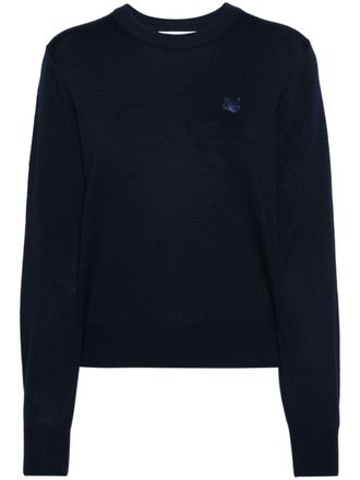 Maison Kitsuné fox-motif knitted jumper - Blue