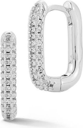Glaze Jewelry Pav&eacute; Cubic Zirconia Oval Huggie Hoop Earrings in Silver at Nordstrom Rack