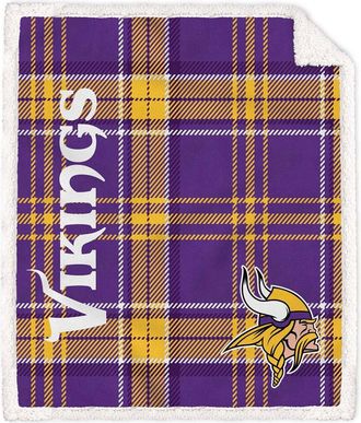 Pegasus Sports Minnesota Vikings Nfl Team Classic Plaid Sherpa Throw