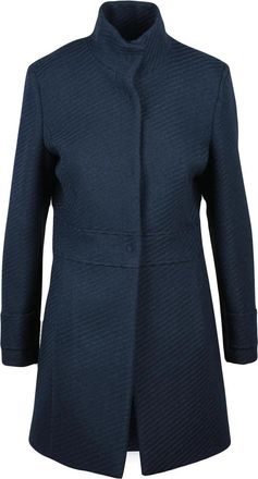 La Kore Midnight Blue High-Collar Wool-Blend Coat