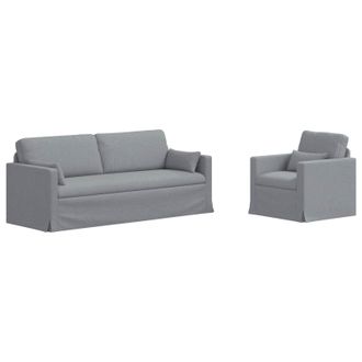 vidaXL Juego De Sof&aacute; 2 Uds. Gris Claro Tela Vidaxl