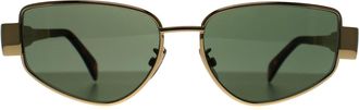 Celine Celine Cat Eye Womens Shiny Endura Gold Green Metal Triomphe CL40293U - One Size