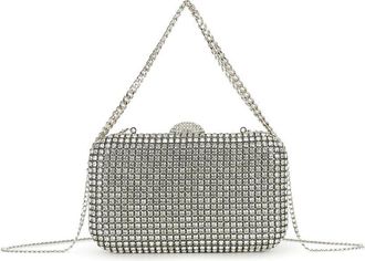 Girly HandBags Womens Beaded Evening Clutch Bag with Detachable Chain Strap and Clasp - Formal Party Purse Medium Silver