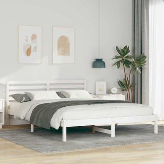 vidaXL Vidaxl - Struttura Del Letto Bianco 160 X 210 Cm Legno Di Pino Massello