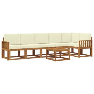 vidaXL Conjunto De Sof&aacute;s De Exterior Con Coj&iacute;n 7 Pcs Natural Y Crema Vidaxl