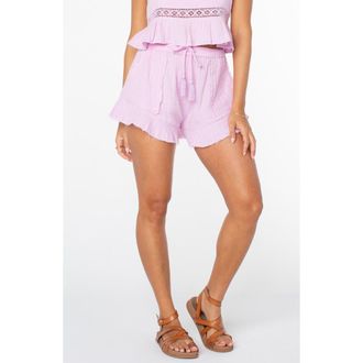 Roxy Bazai Babe Gauze Raw Hem Shorts in Orchid Bouquet Solid at Nordstrom Rack, Size X-Small