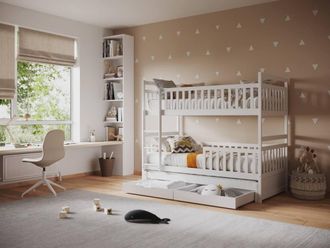 Flair Elvis Bunk Bed with Trundle & Drawers in White | Size: EU Single