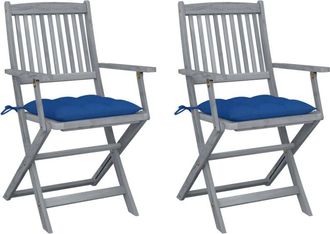 vidaXL Vidaxl - Sillas De Jard&iacute;n Plegables 2 Uds Cojines Madera Maciza Acacia