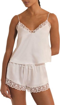 Etam Naeva Lace Trim Satin Camisole in White at Nordstrom, Size X-Large