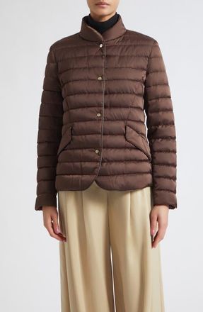 Herno Sateen Quilted Down & Feather Blazer in Dark Brown at Nordstrom, Size 48