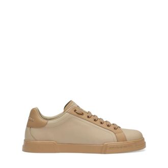 Dolce & Gabbana Schoenen, Heren, Beige, 40 EU, Leer, Leren Portofino Sneakers