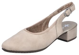Rieker Slingpumps RIEKER, Damen, Gr. 36, beige (hellbeige), Lederimitat, Schuhe Slingpumps, Abendschuh, Sommerschuh, Blockabsatz, mit verstellbarem Riemchen