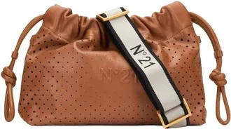 N&deg;21 Tassen, Dames, Bruin, ONE Size, Leer, Eva Geperforeerde Schoudertas