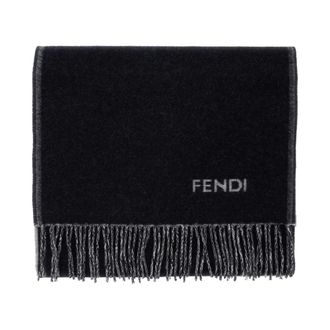 Fendi Bufanda de Cachemira con Intarsia de Logo - Accessories - Hombre - Azul - ONE SIZE