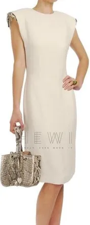 Lanvin Crystal-Embellished Padded Shoulder Dress Size M
