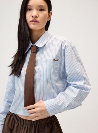 Twik Womens Tie-neck cropped poplin shirt