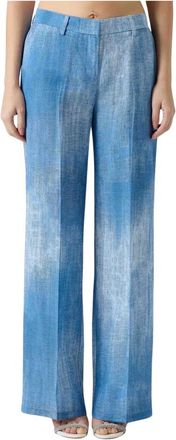 Ermanno Scervino Wijde broek van lichtgewicht denim - Dames - Loose Fit Jeans - Blauw - L - Denim - Jeans