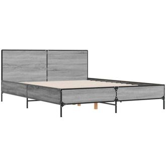 vidaXL Bed Frame without Mattress Grey Sonoma 150x200 cm King Size Vidaxl