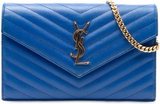 Saint Laurent Pre-owned Saint Laurent Grain De Poudre Chevron Monogram Envelope Chain Wallet EZAKMC3SAYLLJP60