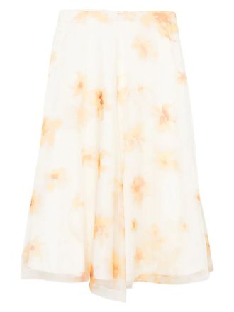 Altuzarra floral-print silk midi skirt - women - Silk - 36 - White