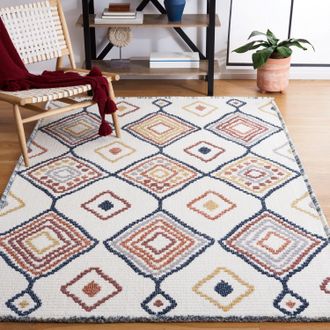 Safavieh Marrakesh Machine Made Area rug, Ivory / Multi Bohemian Style Easy Care