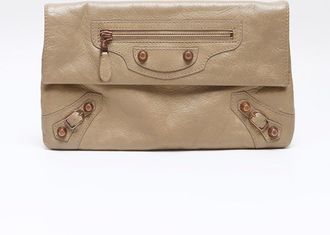 Balenciaga Giant Beige Leather Clutch Bag (Pre-Owned)