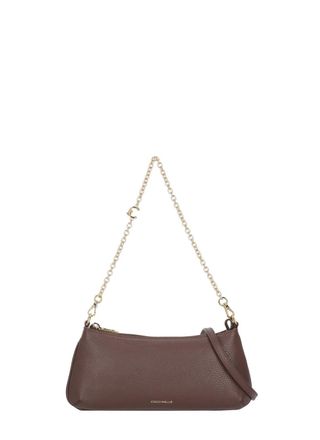 Coccinelle Bordeaux Leather Mini Shoulder Bag with Dual Strap Options