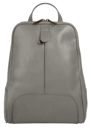 Samantha Look Cityrucksack SAMANTHA LOOK, Damen, Gr. B/H/T: 20cm x 32cm x 6cm, onesize, grau, Leder, Rindsleder, Rucks&auml;cke Cityrucksack, echt Leder, Made in Italy