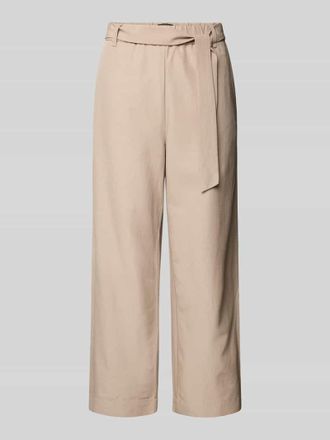 Comma Straight Leg Stoffhose aus Viskose-Mix mit Leinen-Anteil in Taupe, Gr&ouml;&szlig;e 40