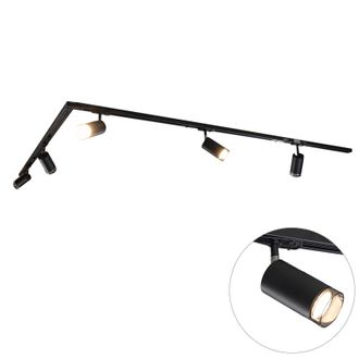 QAZQA Qazqa Moderno Sistema De Iluminaci&oacute;n De Riel Moderno Con 5 Focos Negros Ahumados Monof&aacute;sicos - Iconic Jeana Acero /pl&aacute;stico Adecuado Para Led Max. 5 X