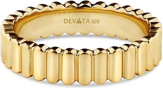 Devata Ribbed Band Ring in Gold Plated Sterling Silver in Yellow Gold at Nordstrom, Size 7