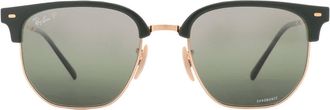 Ray-Ban Ray Ban New Clubmaster Polarized Green Mirrored Unisex Sunglasses RB4416 6655G4 53