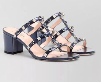 Valentino Garavani rockstud t strap block heel mules