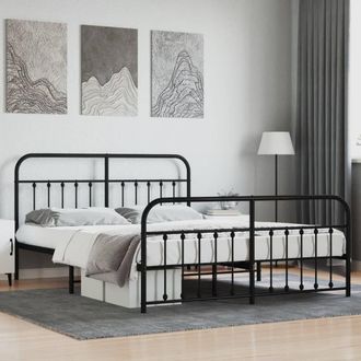 Berkfield Home Metal Bed Frame with Headboard & Footboard Black 183x213 cm