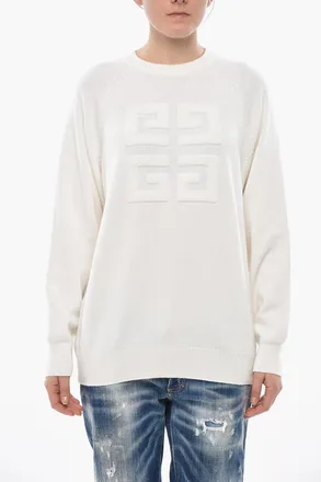 Givenchy Maglia Girocollo in Cashmere con Logo in Jacquard Givenchy