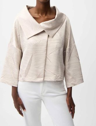 Joseph Ribkoff Pleated Satin Boxy Jacket In Moonstone
