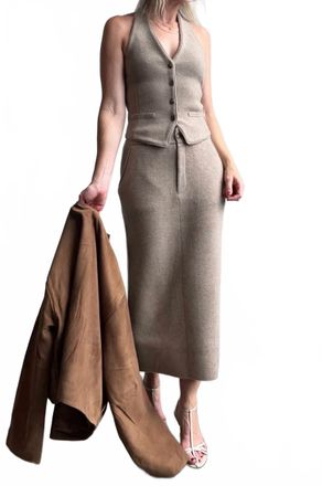 Guest In Residence Tailored Halter Vest In Taupe