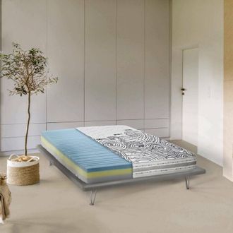 Dmora Dmora - Colch&oacute;n Doble Dmorron, Colch&oacute;n Extra&iacute;ble En Memory Foam Y Waterfoam, 100% Made In Italy, Anti&aacute;caros E Hipoalerg&eacute;nico, 160x190h22 Cm