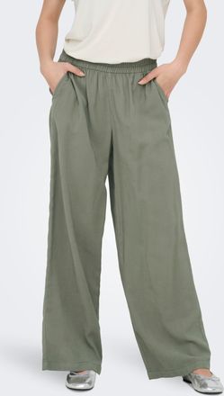 Only Schlupfhose ONLY ONLARIS LIFE HW PULL-UP PANT WVN NOOS, Damen, Gr. XL, L&auml;nge 32, smokey olive, Web, Obermaterial: 93% Viskose, 7% Polyester, unifarben